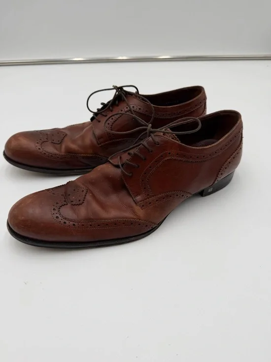 Louis Vuitton Dress Shoes Mens 9.5 Brown Leather Brogue Italy Lace Up - Picture 1 of 16